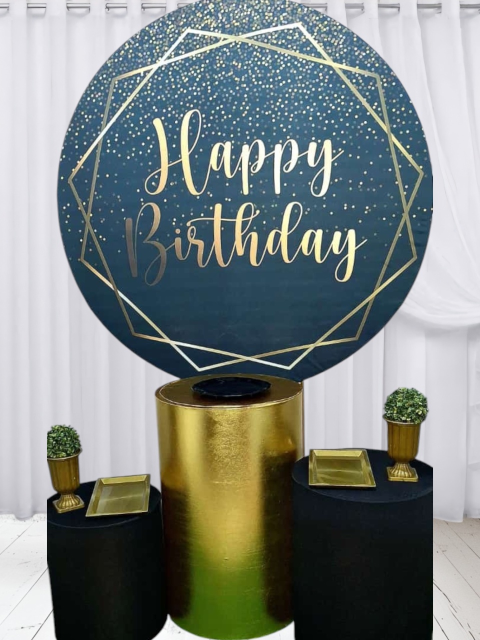 Happy Birthday Preto E Dourado  - Pegue e monte Festança 