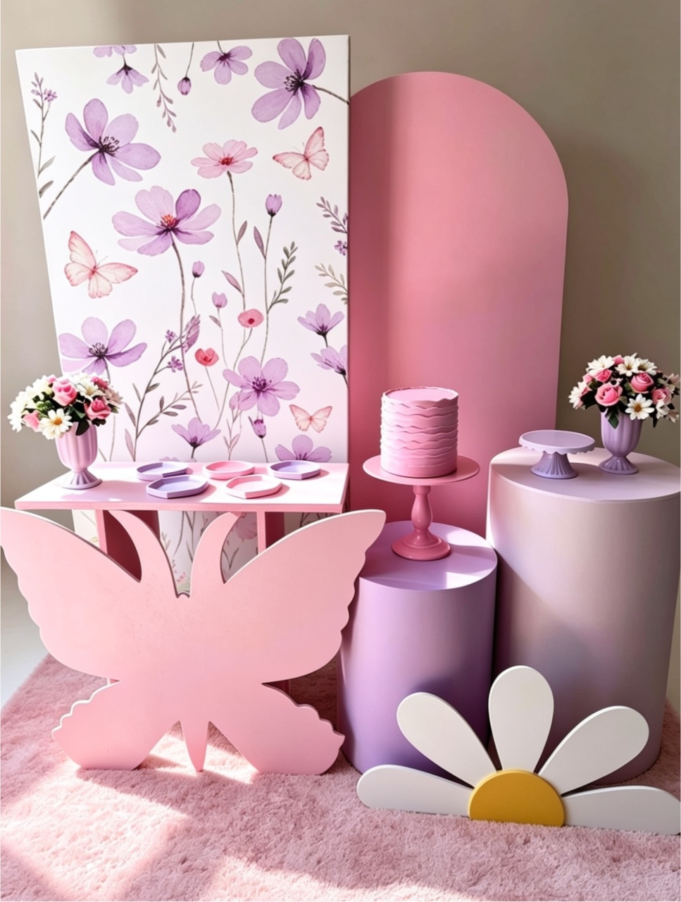 Jardim Encantado Lilas |Jardim das Borboletas | Kit Premium Arco Romano - Pegue e monte Festança 