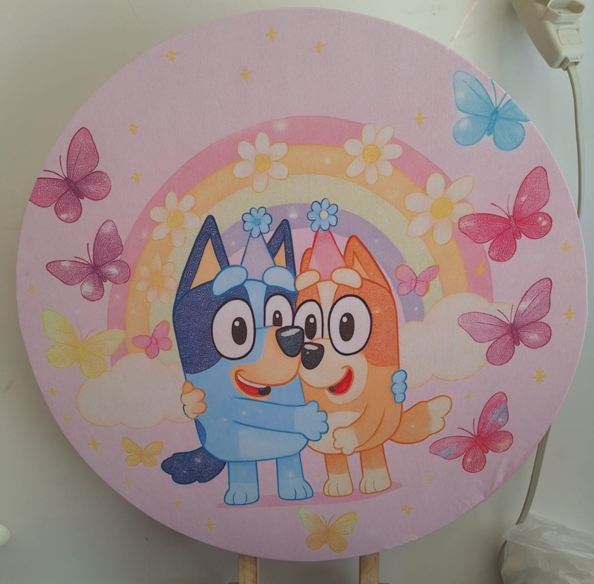 Mini Painel Bluey Rosa - Pegue e monte Festança 
