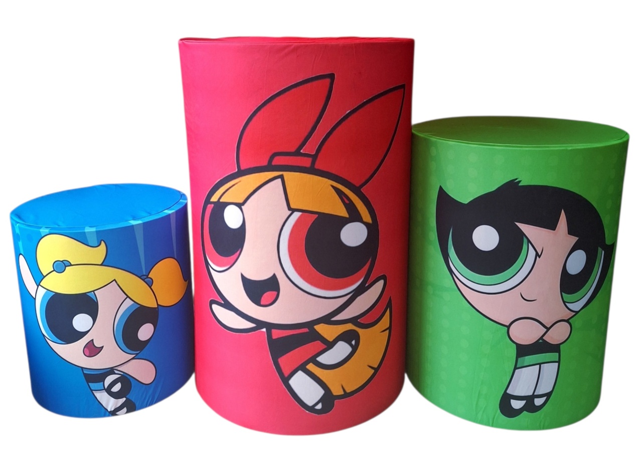 Capas Cilindros Meninas Super Poderosas - Pegue e monte Festança 