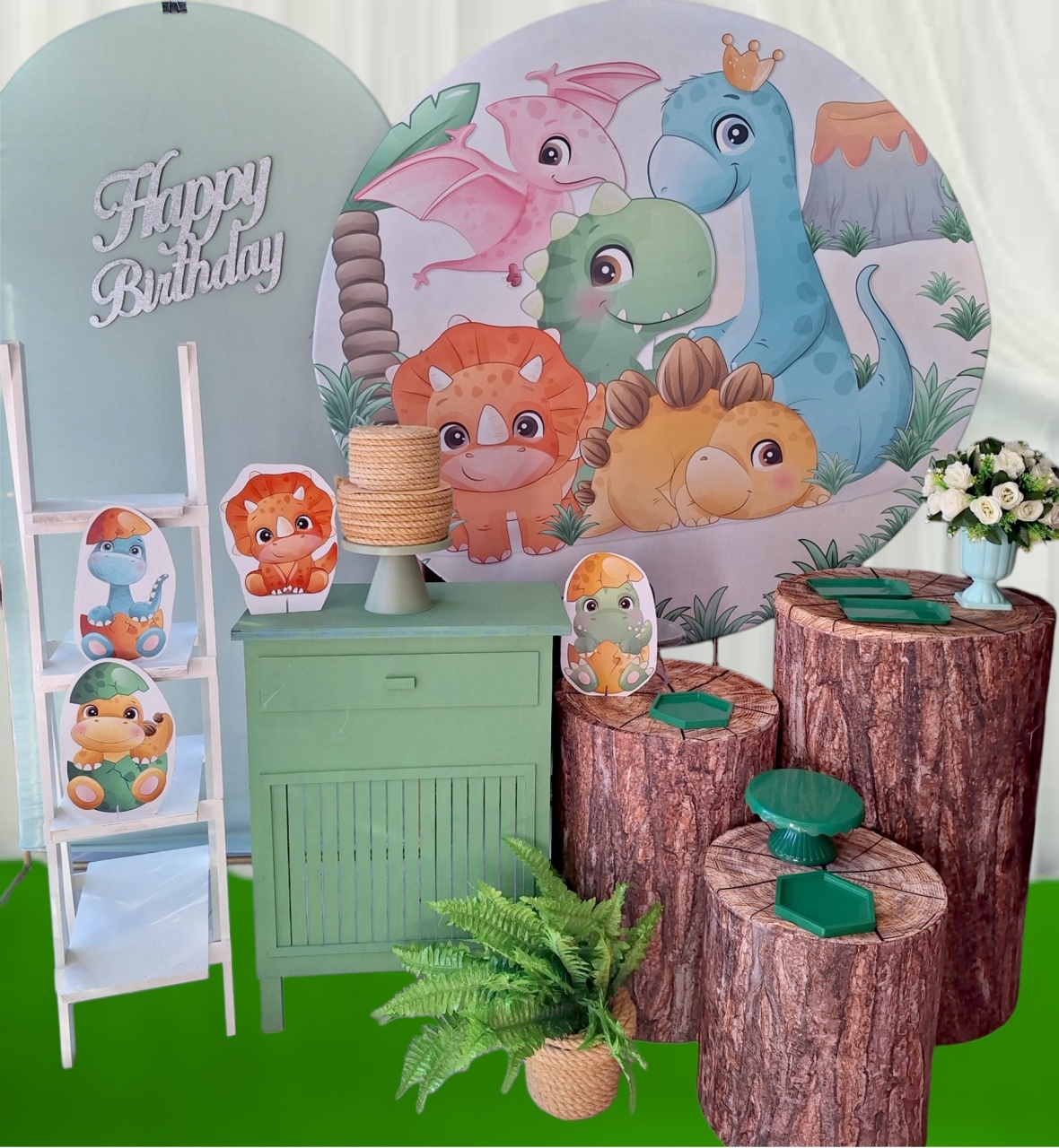 Dinossauro Cute Verde Premium - Pegue e monte Festança 