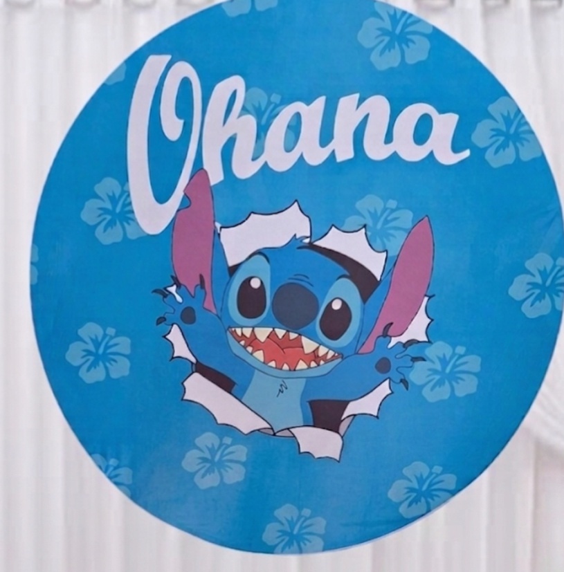 Painel Stitch Ohana - Pegue e monte Festança 