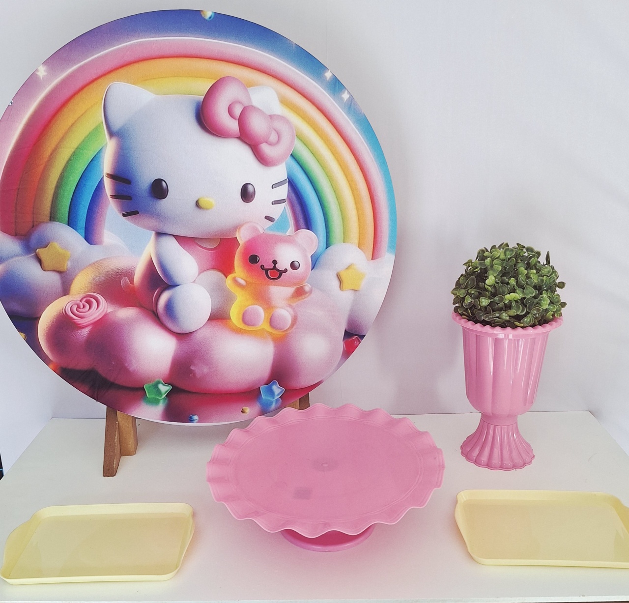 Festa Na Mesa Hello Kitty Rosa Sem Balões - Pegue e monte Festança 
