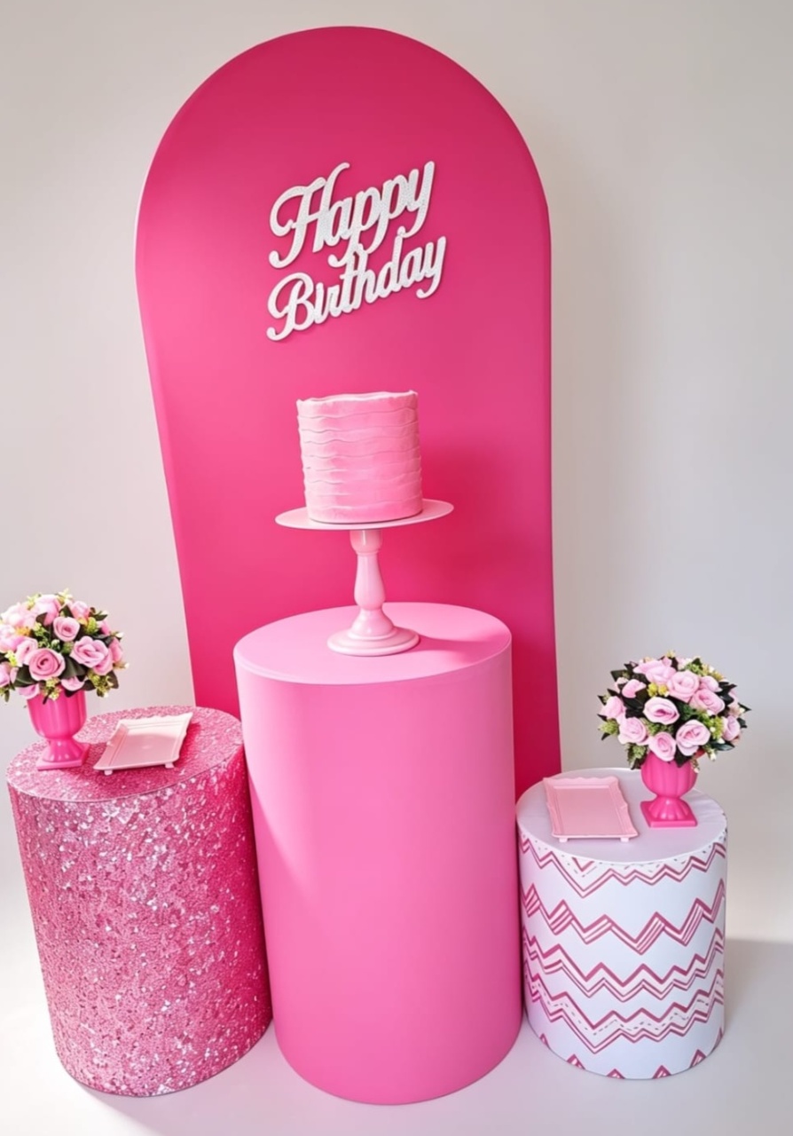 Kit Rosa Pink Slin+Bolo Fake - Pegue e monte Festança 