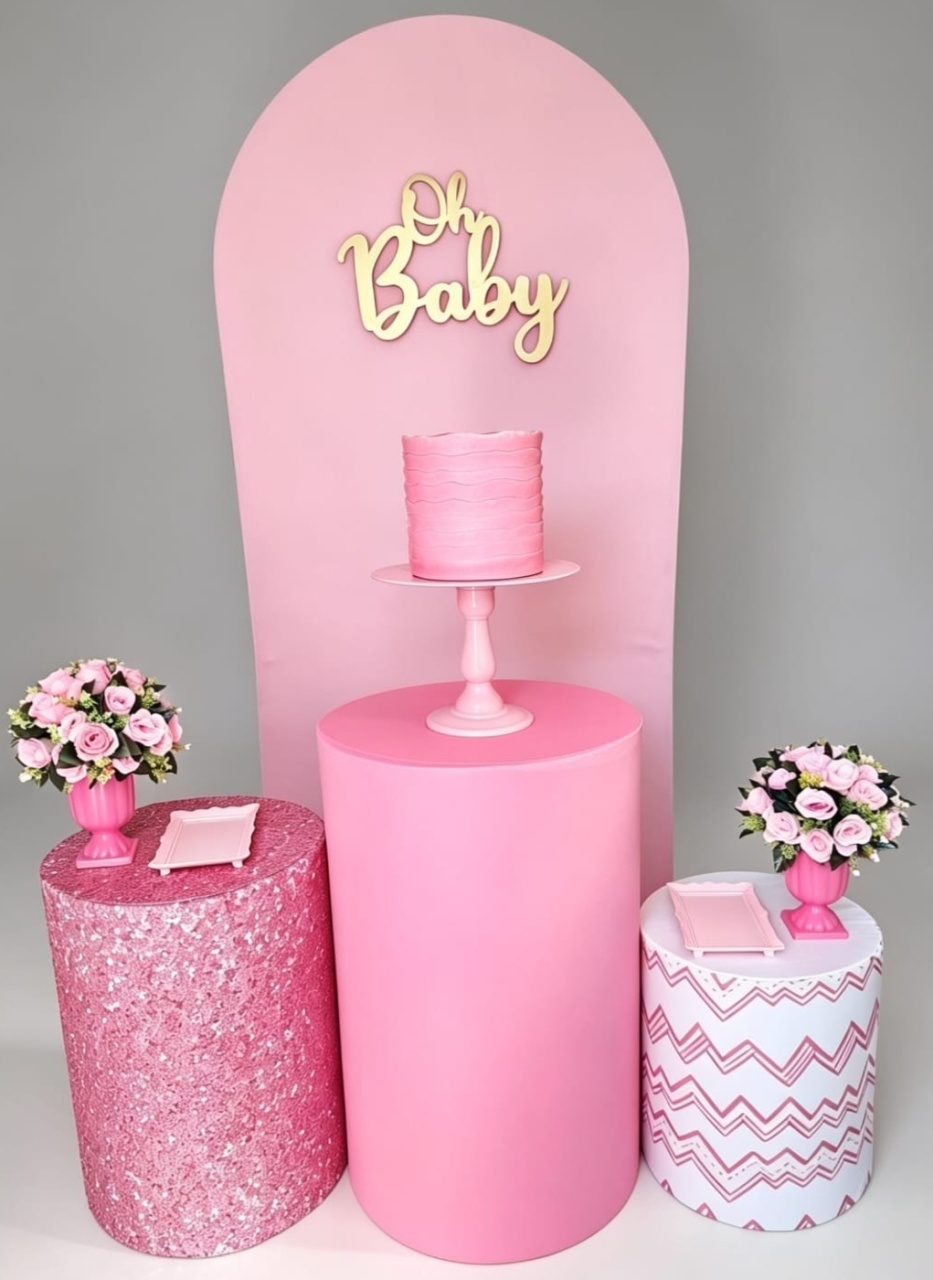 Kit Rosa Slin Chá de Bebê - Pegue e monte Festança 