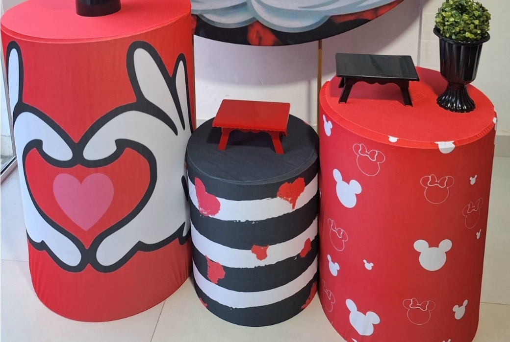 Capas Cilindros Minnie Vermelha - Pegue e monte Festança 