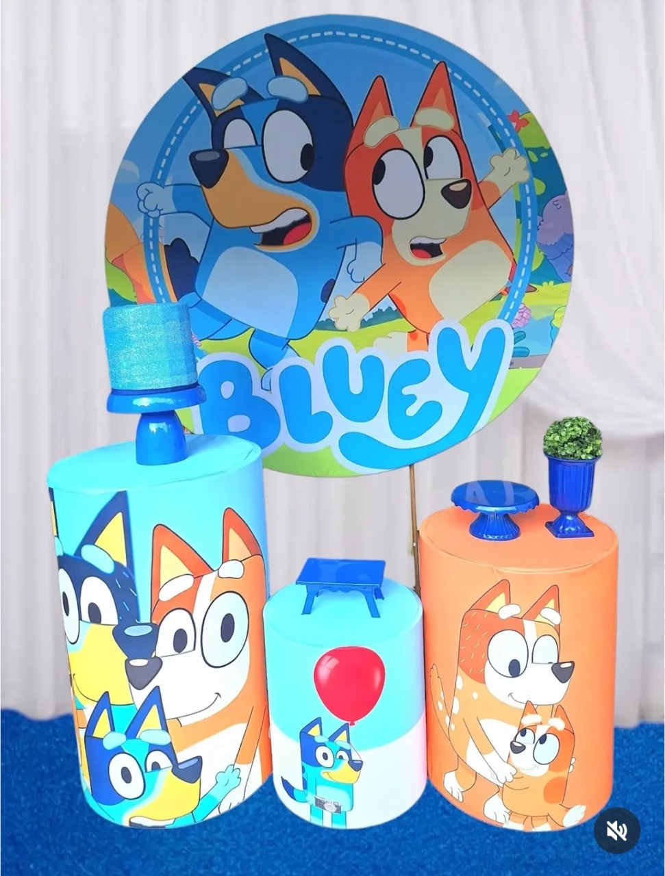 Bluey Com Tapete + Bolo Fake (Cópia) - Pegue e monte Festança 