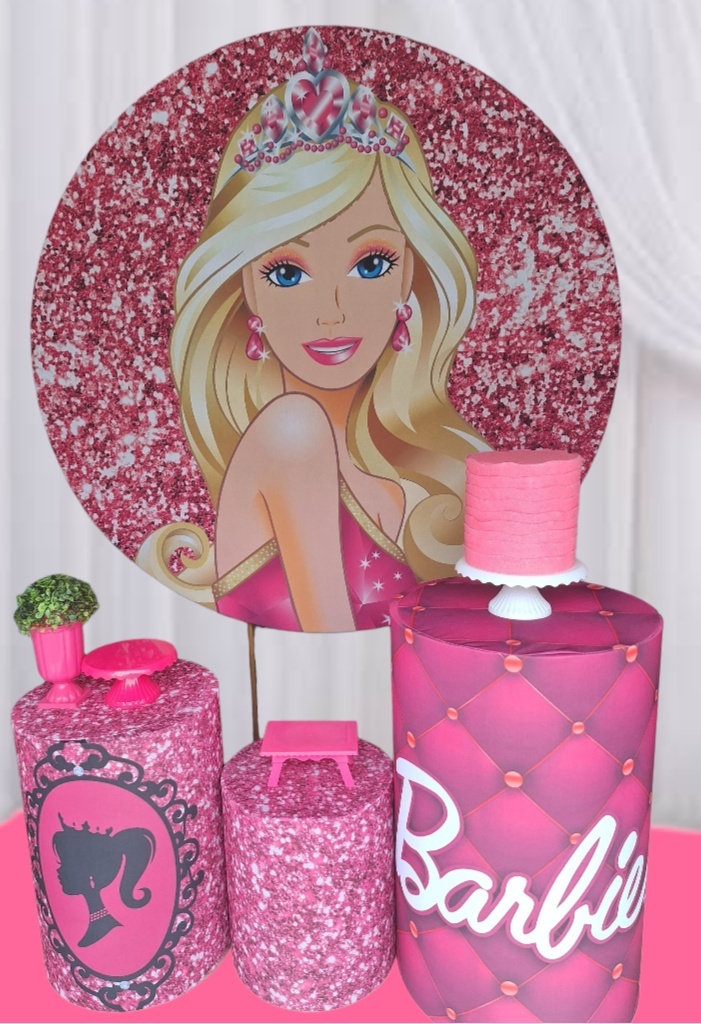 Barbie+Bolo Fake+Tapete - Pegue e monte Festança 