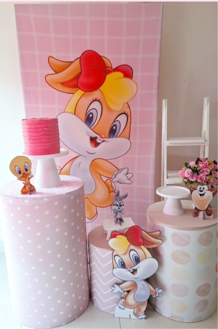 Baby Looney Tunes Lola+Bolo Fake+Escadinha Para Lembrancinhas - Pegue e monte Festança 