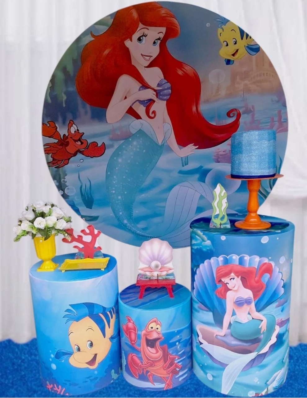 Sereia Ariel+ Tapete+Bolo Fake - Pegue e monte Festança 