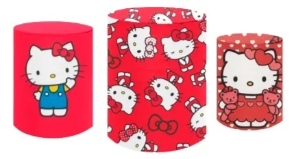 Capas Cilindros Hello Kitty Vermelha - Pegue e monte Festança 