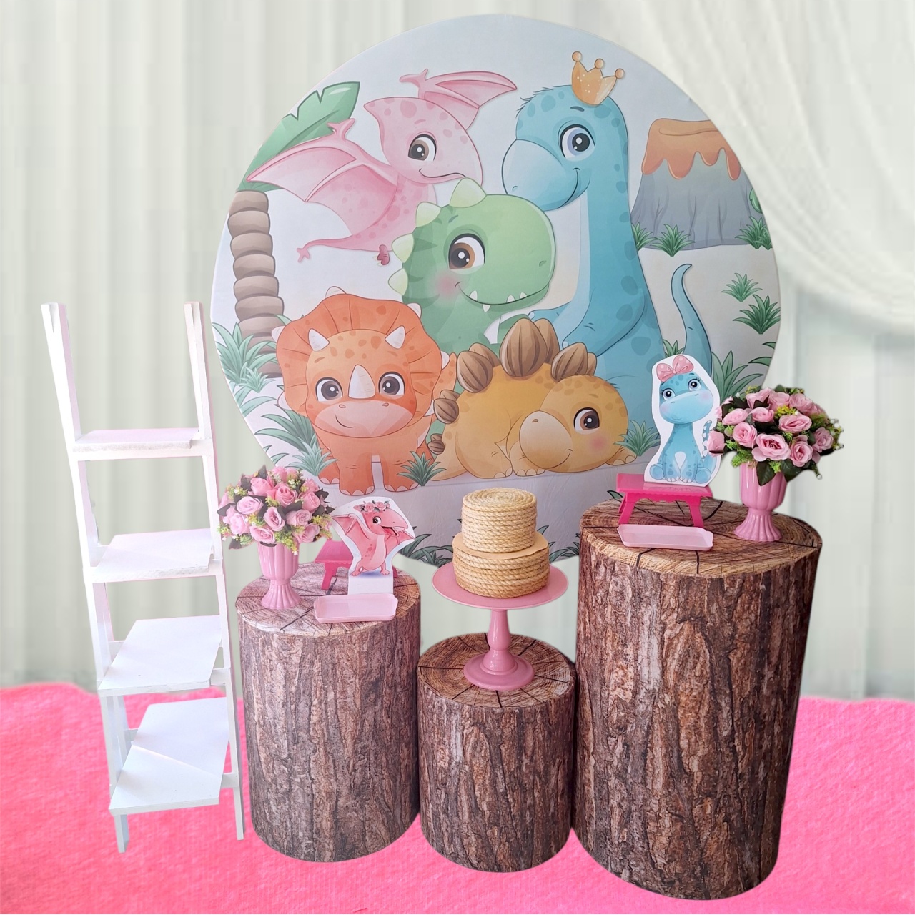 Dinossauro Cute+Escadinha  - Pegue e monte Festança 