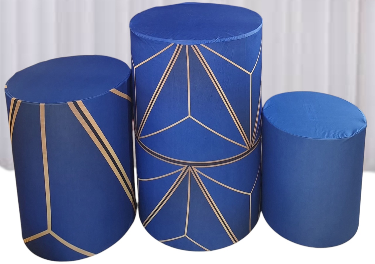 Capas Cilindros Azul E Dourado - Pegue e monte Festança 