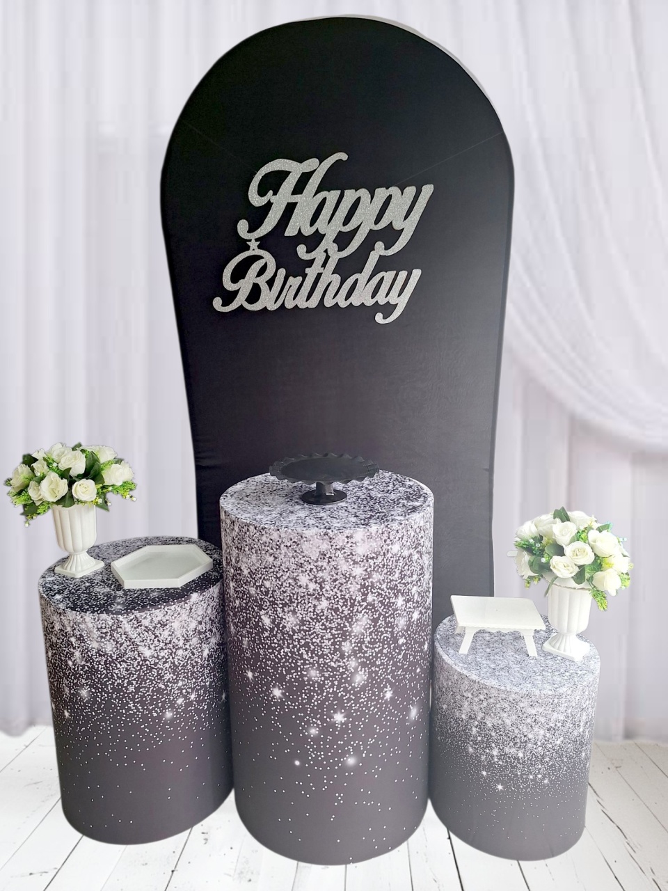 Kit Preto E Prata Happy Birthday  - Pegue e monte Festança 