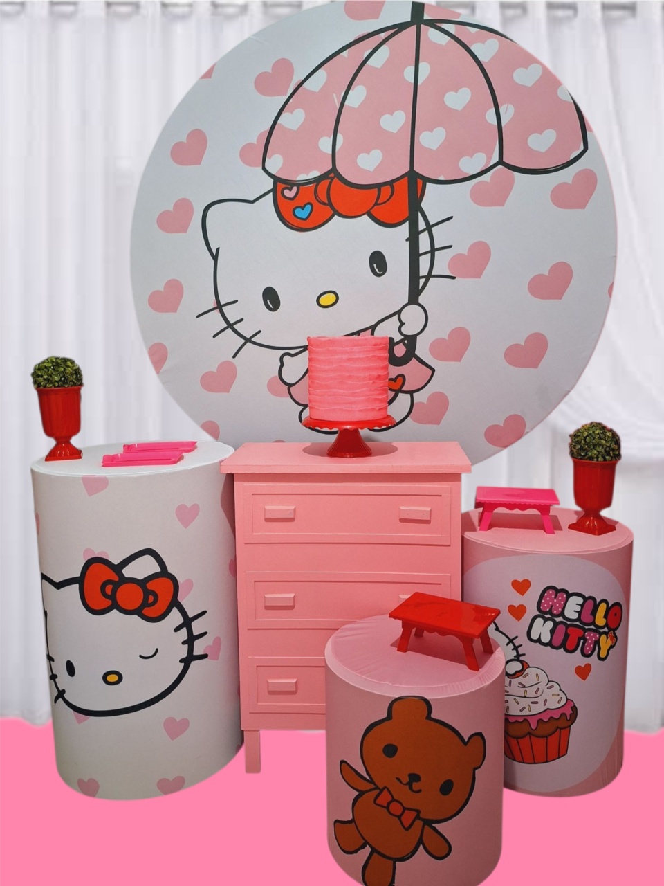 Hello Kitty Coração  Kit Profissional  - Pegue e monte Festança 