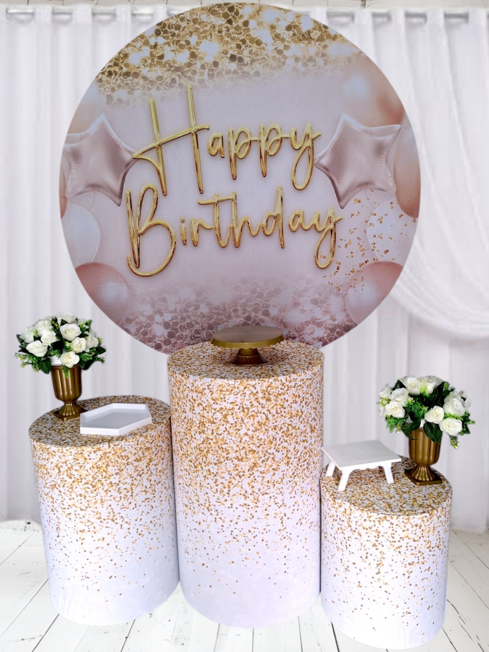 Happy Birthday Branco E Dourado  - Pegue e monte Festança 
