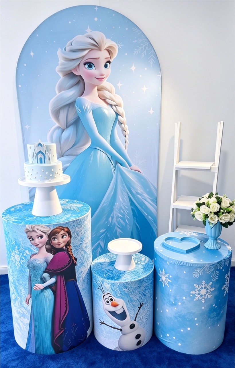 Elza Frozen+Tapete+Escadinha - Pegue e monte Festança 