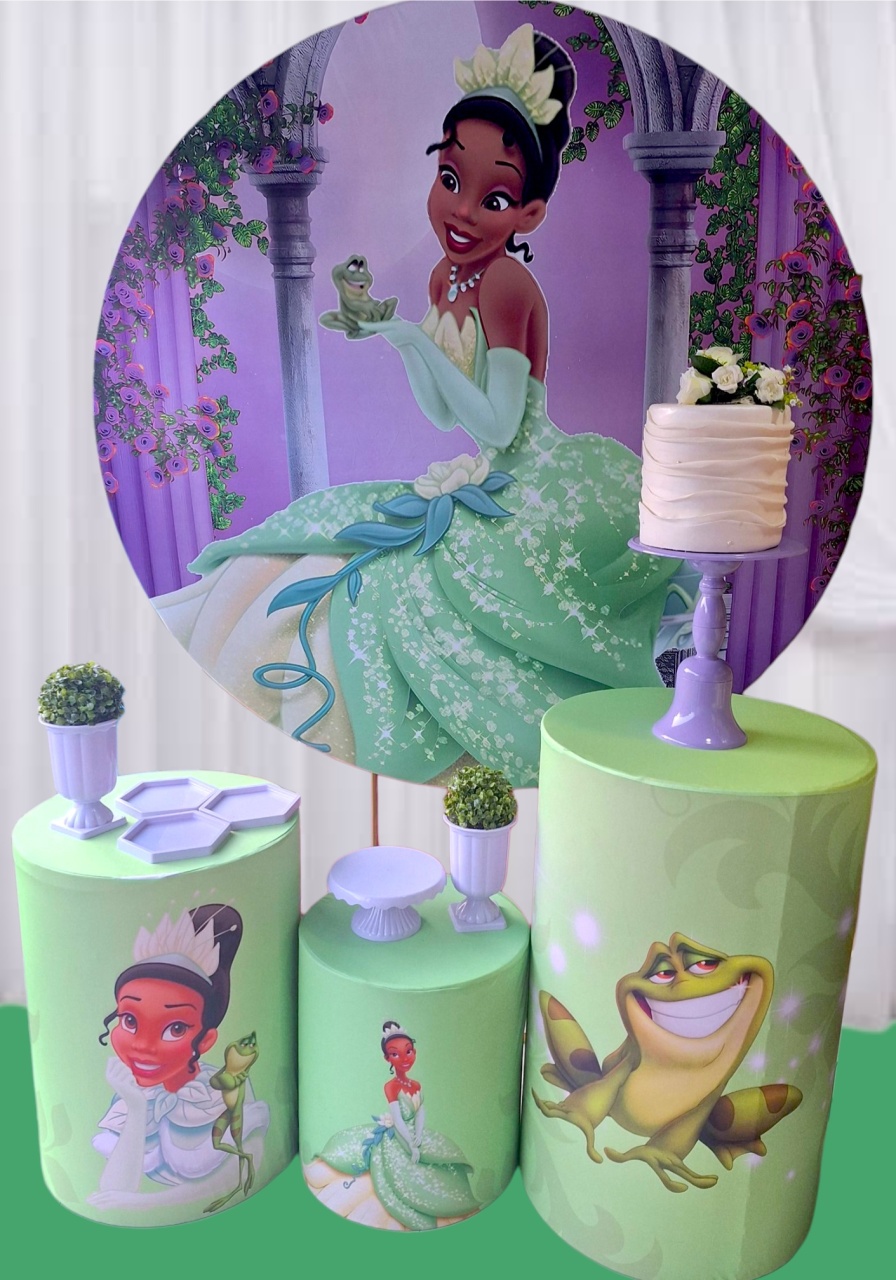 Princesa Tiana+Tapete+Bolo Fake - Pegue e monte Festança 