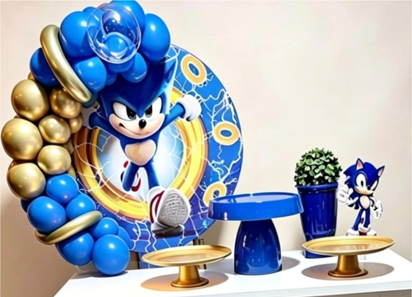 Festa Na Mesa Sonic+ Balões Metalizados - Pegue e monte Festança 
