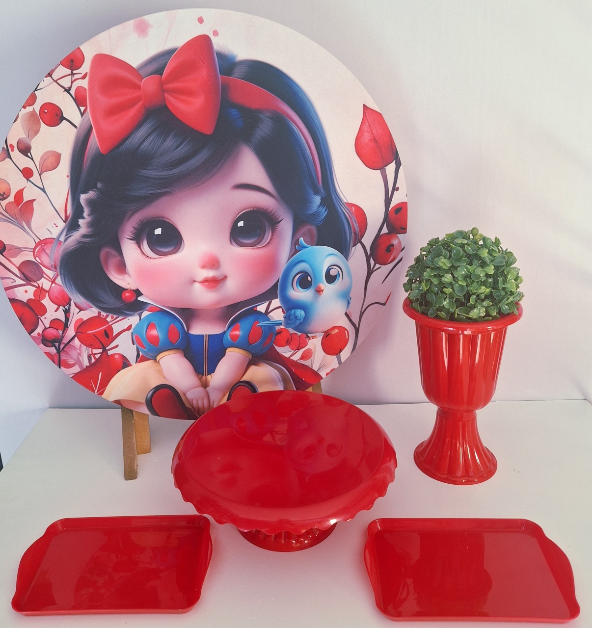 Festa Na Mesa Branca de Neve Cute Sem Balões  - Pegue e monte Festança 