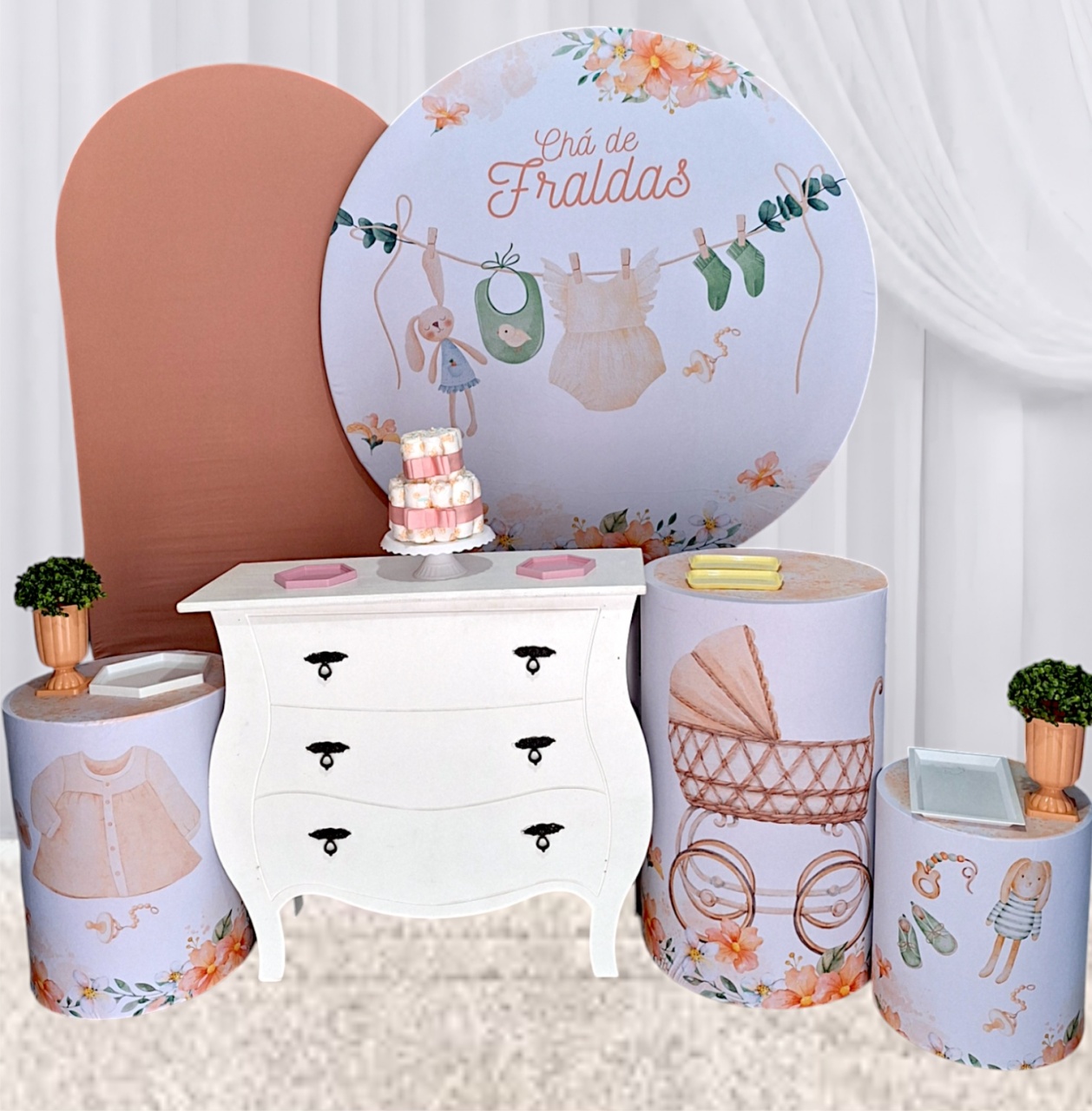 Chá de Menina Salmão Kit Premium - Pegue e monte Festança 