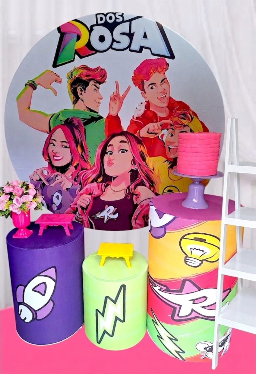 dos Rosas + Tapete + Bolo Fake+Escadinha Para Lembrancinhas - Pegue e monte Festança 