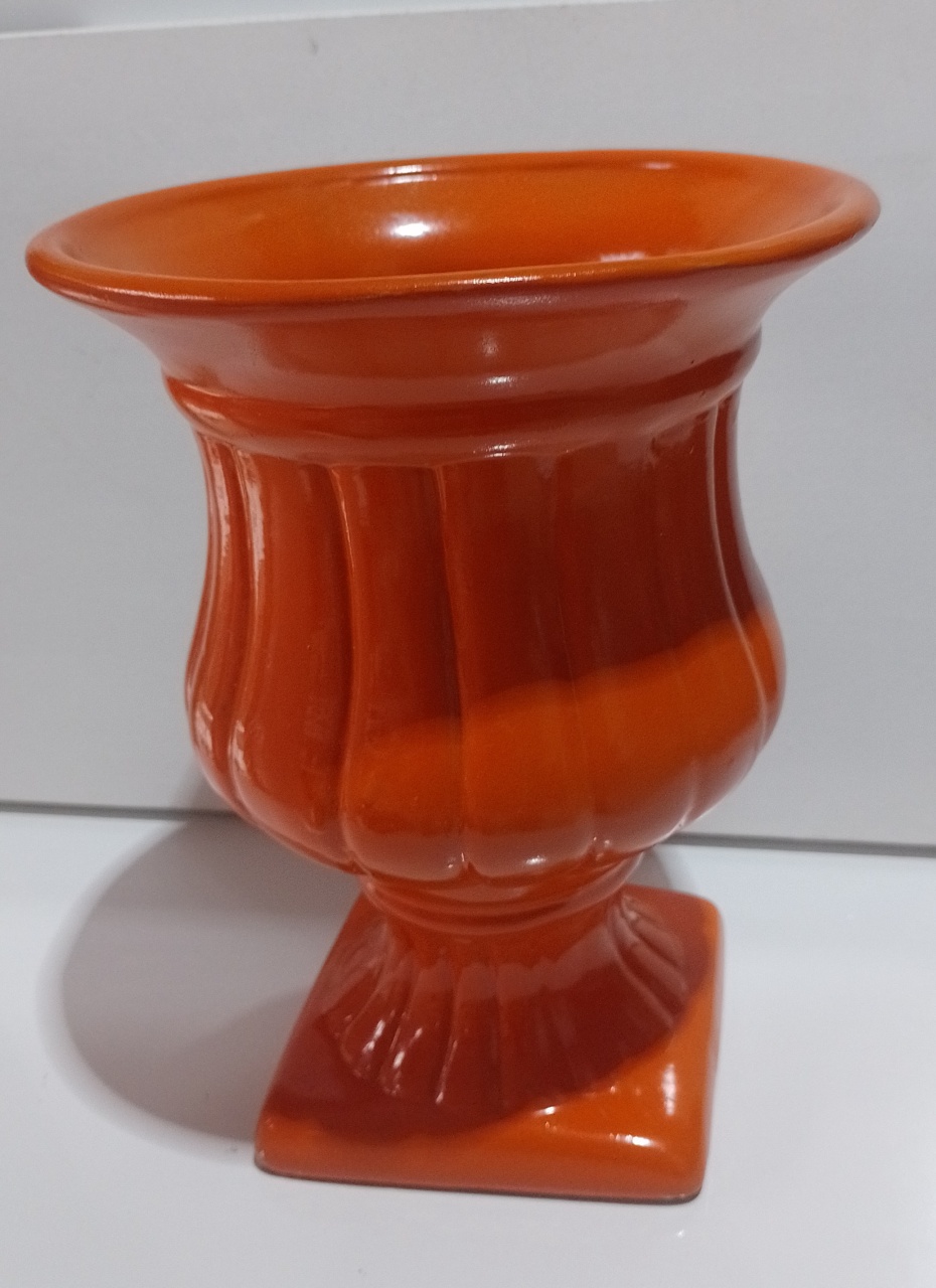 Vaso Ceramica Laranja G Canelado - Lena Fest