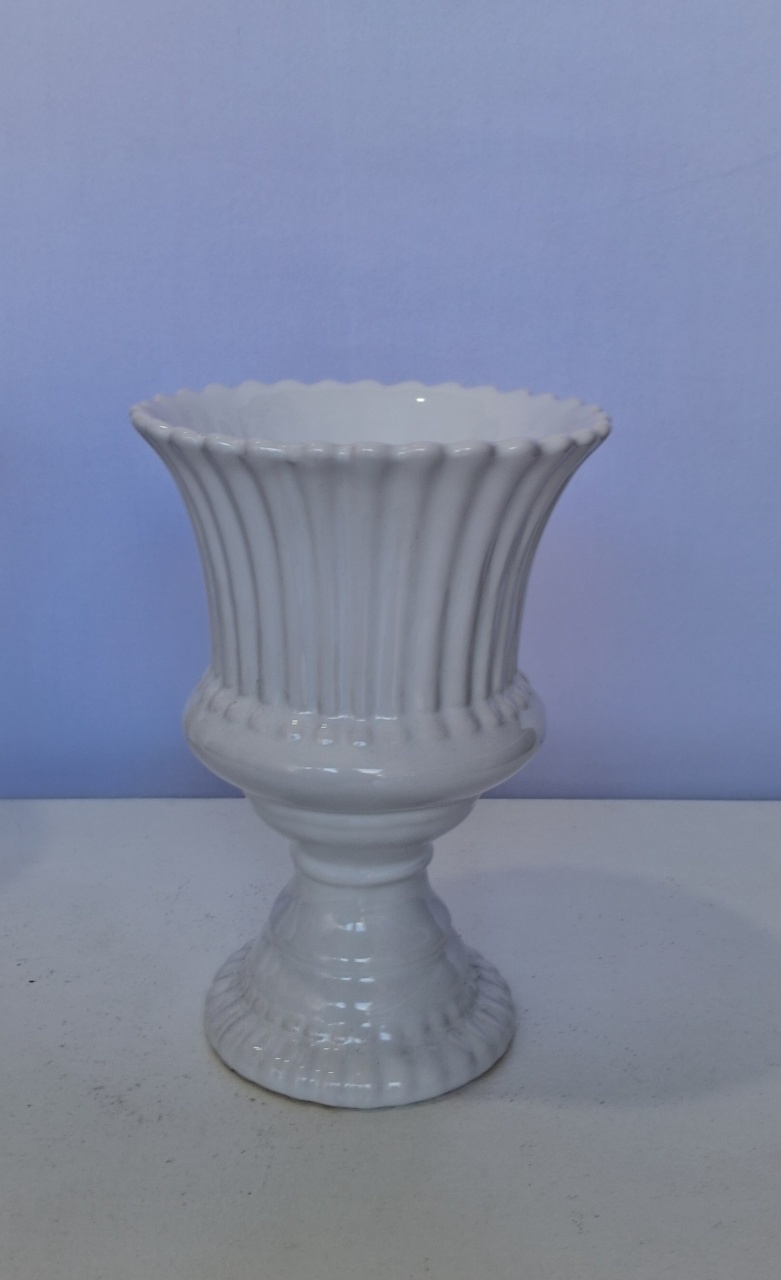 Vaso Cerâmica Branco Pequeno 20Cmx14 Cm - Lena Fest