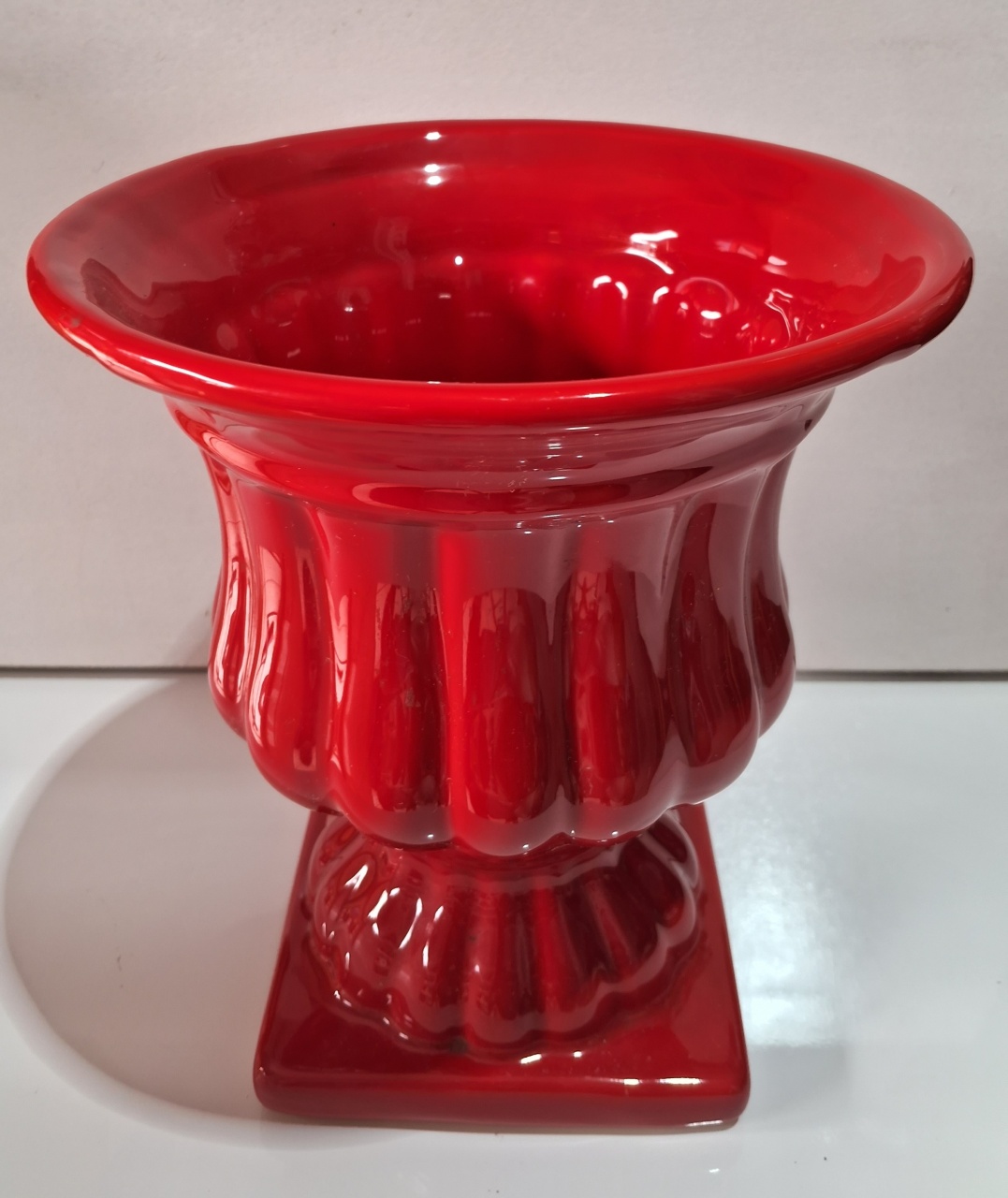Vaso Ceramica Canelado Medio Silveira  Vermelho - Lena Fest