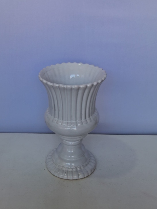 Vaso Cerâmica Branco Médio Altura 25 Cm Diametro 17Cm - Lena Fest