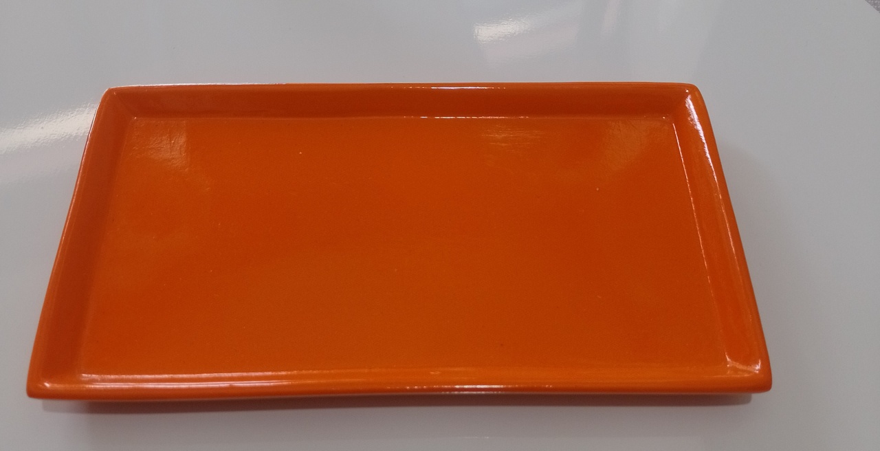 Bandeija Cerâmica Retangular Laranja 11/21Cm - Lena Fest