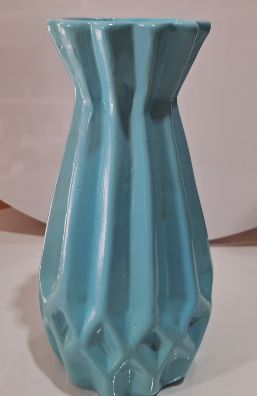 Vaso Ceramica Frizado  Azul Claro  G - Lena Fest