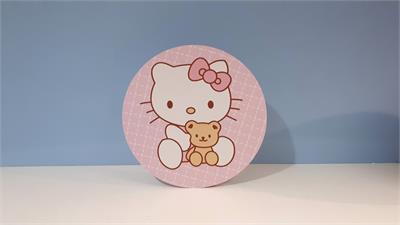 Painel Sublimado Redondo Hello Kitty 60Cm - BB Festas Aluguel 