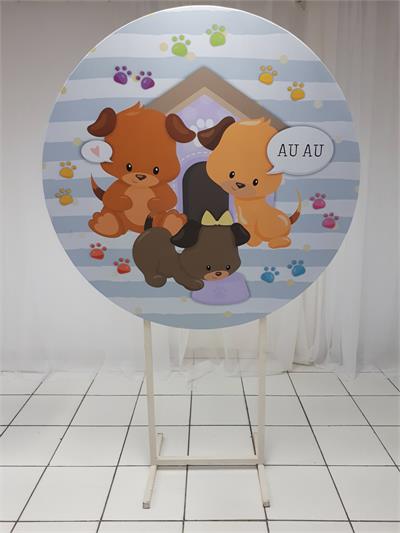 Painel Sublimado Redondo Cachorrinhos 1,30Cm - BB Festas Aluguel 