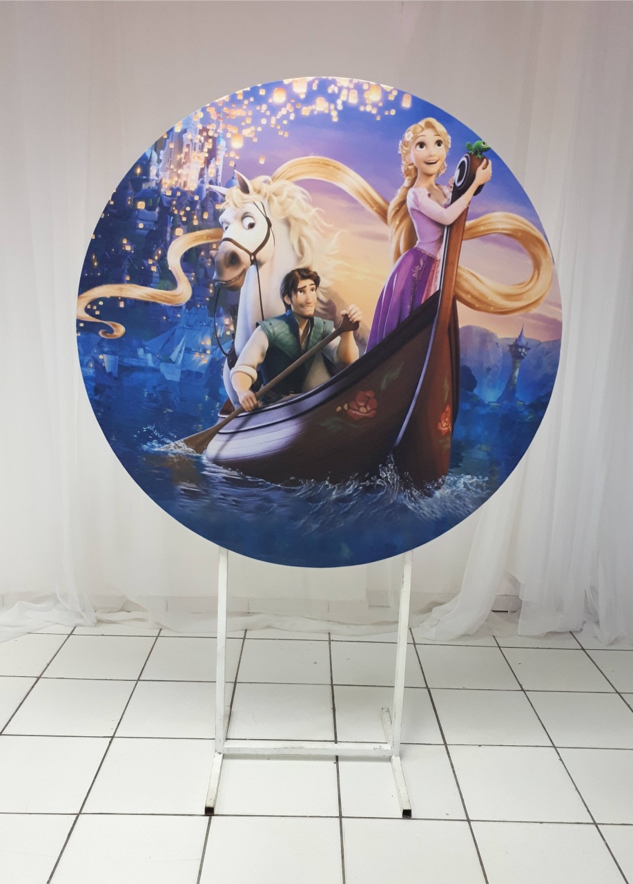 Painel Sublimado Redondo Rapunzel 1 1,30Cm  - BBFestasAluguel 