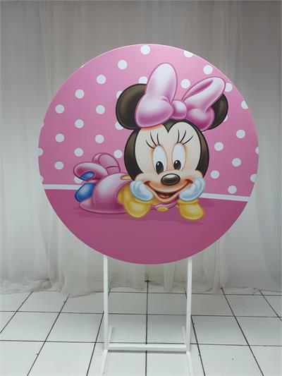 Painel Sublimado Redondo Minne Bebe 1,30Cm - BB Festas Aluguel 