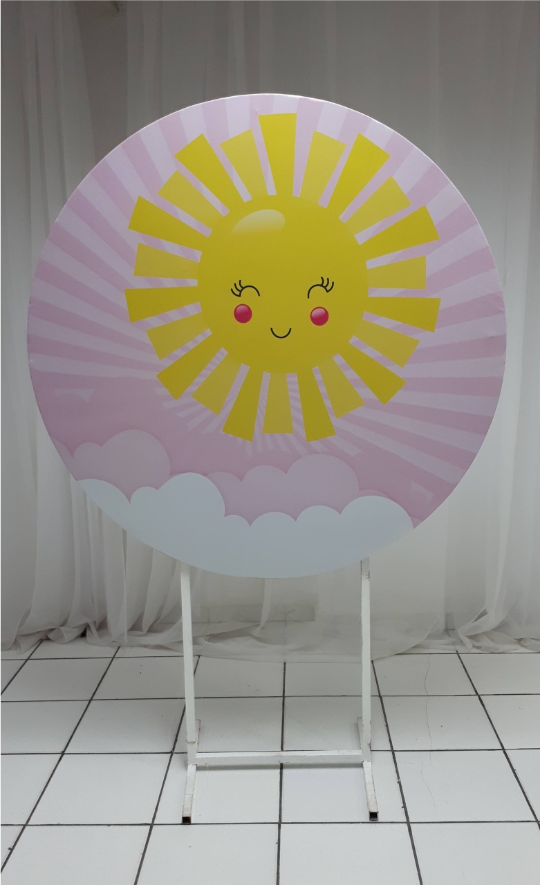 Painel Sublimado Redondo Raio de Sol 1,30Cm - BBFestasAluguel 