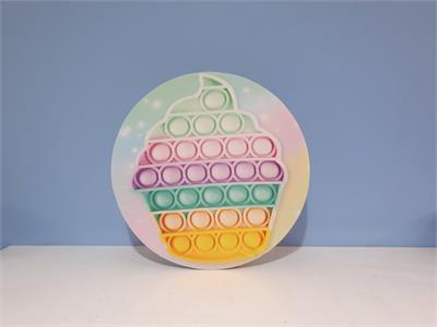 Painel Sublimado Redondo Pop It Cupcake 60Cm - BB Festas Aluguel 
