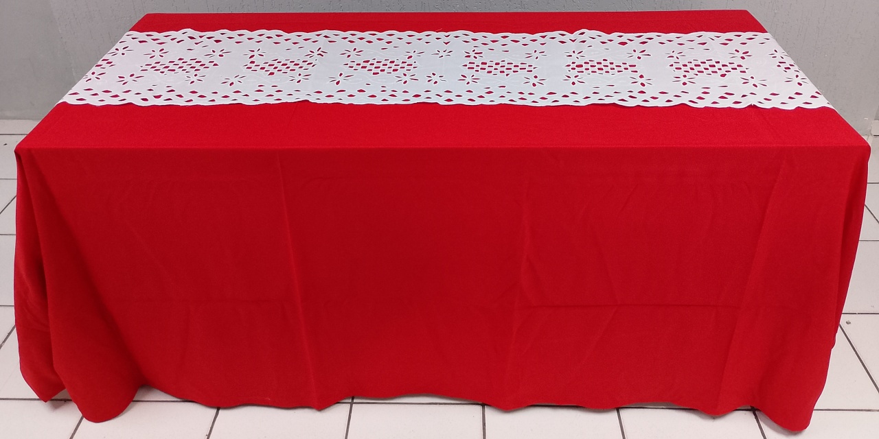 Passadeira Bordada Branco Richelieu 2,80M X 40Cm - BBFestasAluguel 