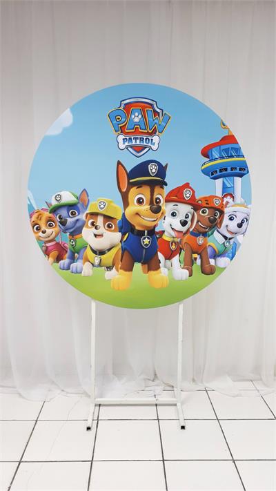 Painel Sublimado Redondo Patrulha Canina 1,30Cm - BB Festas Aluguel 