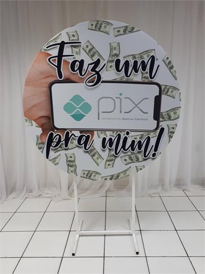 Painel Sublimado Redondo Pix 1,30Cm - BB Festas Aluguel 