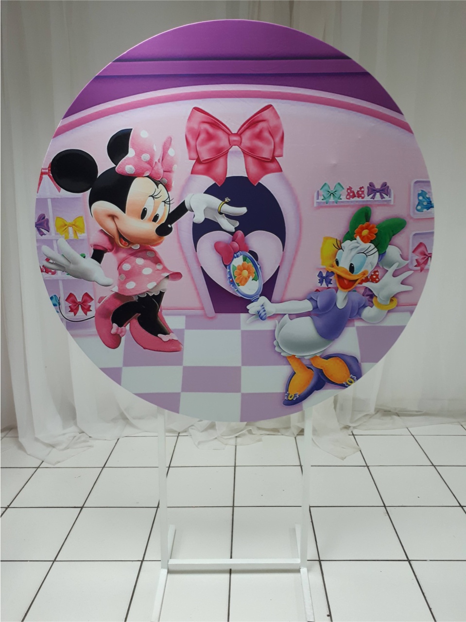 Painel Sublimado Redondo Minne E Margarida 1,30Cm - BB Festas Aluguel 