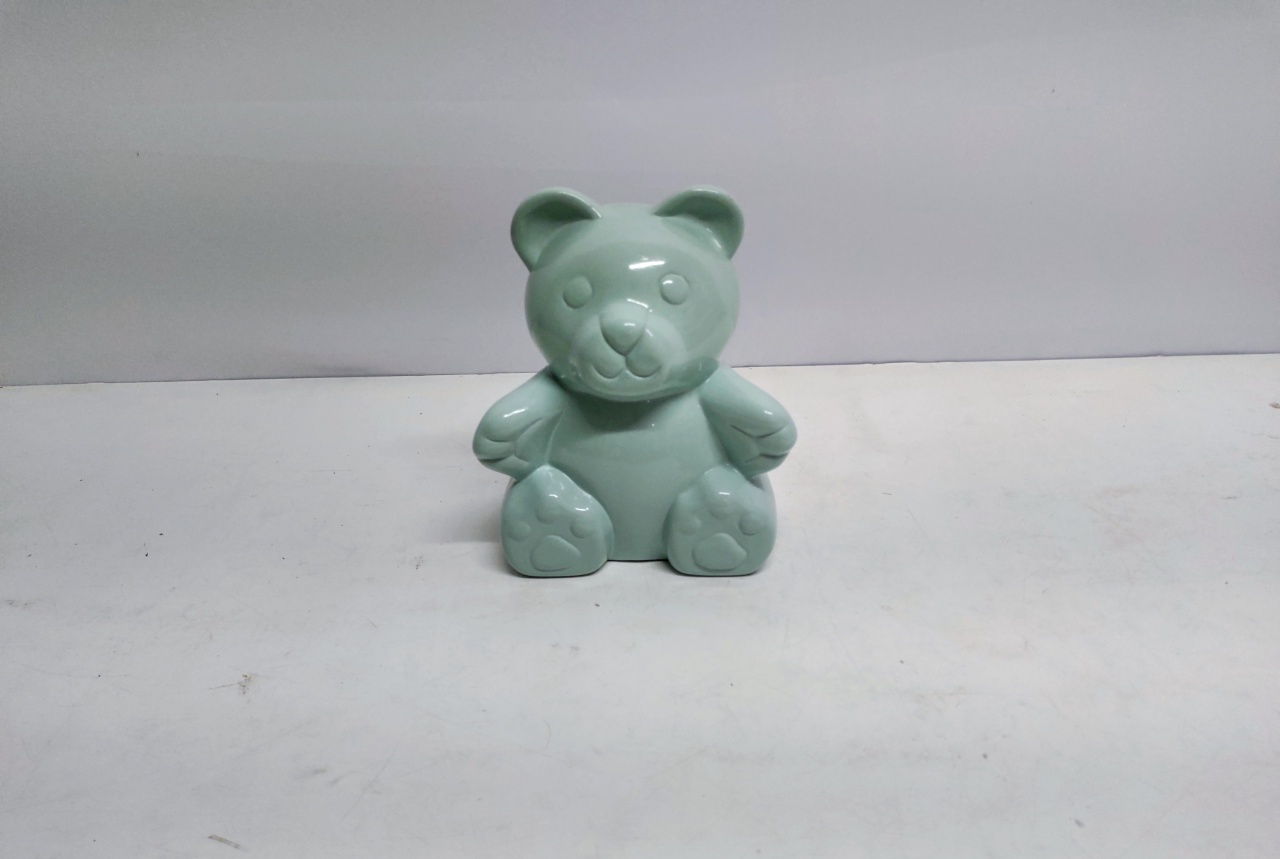Urso Decorativo de Cerâmica Azul Claro 20Cm Alt X 15Cm Larg X 13Cm Comp  - BB Festas Aluguel 