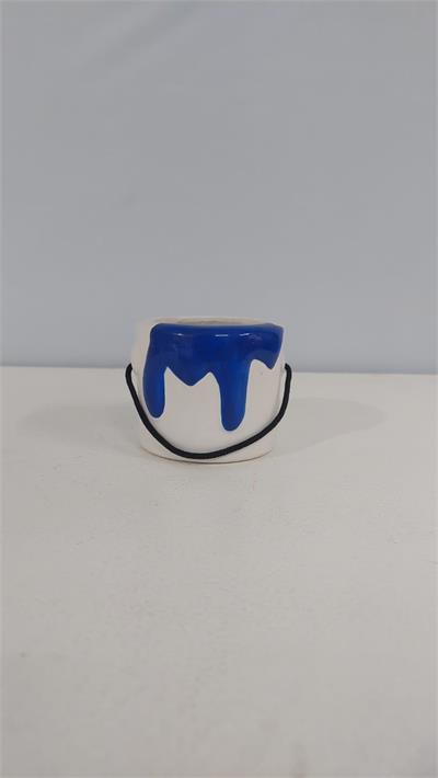 Cachepô P Balde Tinta Azul Louça (Abc) 6Cm X 6Cm - BB Festas Aluguel 