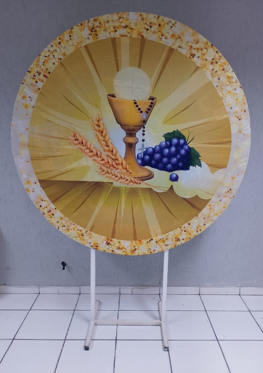 Painel Sublimado Redondo Cálice Com Uvas (Eucaristia) 1,30M (Bb Festas)  - BB Festas Aluguel 