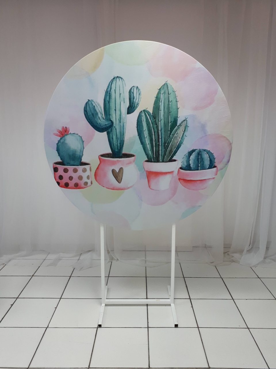 Painel Sublimado Redondo Cacto 1,30Cm  - BB Festas Aluguel 