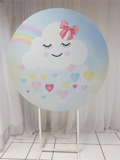 Painel Sublimado Redondo Chuva de Amor 1,30Cm - BB Festas Aluguel 