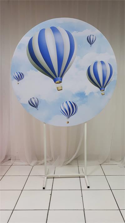 Painel Sublimado Redondo Baloes 1,30Cm - BB Festas Aluguel 