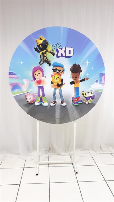 Painel Sublimado Redondo Pkxd 1,30Cm - BB Festas Aluguel 