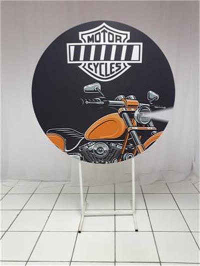 Painel Sublimado Redondo Moto 1,30Cm - BB Festas Aluguel 
